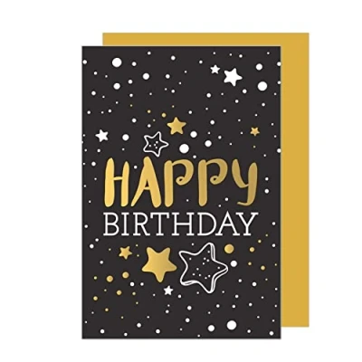 Image of Edition Seidel Premium Birthday Card with Envelope. Congratulations Billet Happy Stars Man Boy Teenager Gold (G3457 SW023)