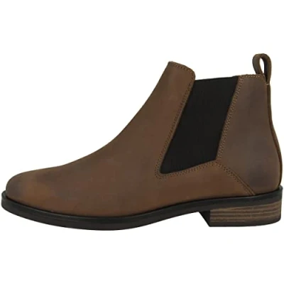 Image of Clarks Women&#039;s Memi Top Chelsea Boot, Dark Tan Lea, 5 UK