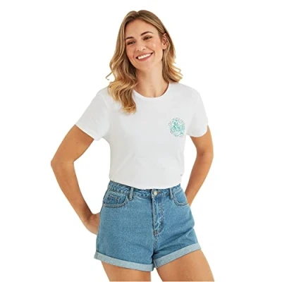 Image of TOG24 Seaside Womens T Shirt in Super Soft 100% Sustainable Cotton, Crew Neck, Small Graphic Print on Chest, Large Back
