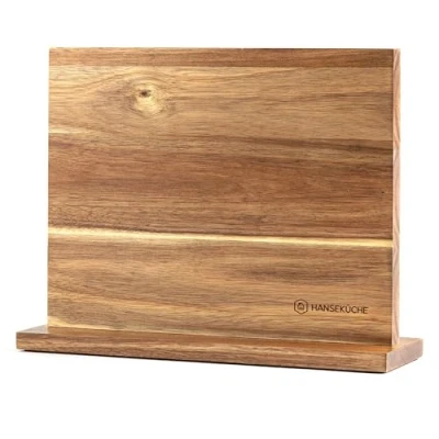 Image of Hanseküche Magnetic Knife Block Made of Acacia Wood Double Sided Holder without Knives with Magnet Board on Both Sides, Holder, Strip (Wooden