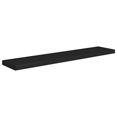 Image of vidaXL Black Floating Wall Shelf 120cm, Durable Honeycomb MDF &amp; Metal Frame, Easy Installation