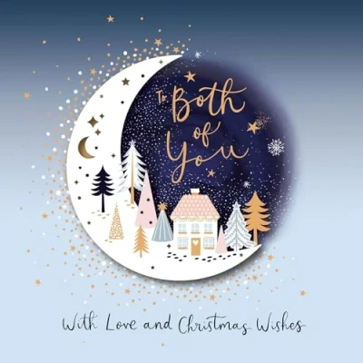Image of Both Of You Crescent Moon 3D Cut Out Luxury Christmas Card Xmas Greeting Cards 753958