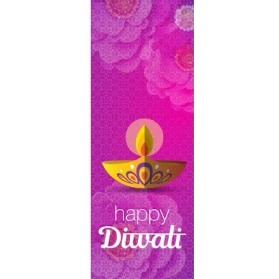 Image of PARTYRAMA.CO.UK Happy Diwali Magenta Wall Poster PVC Party Sign Decoration 70cm x 25cm