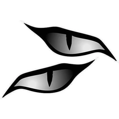 Image of CT Design Pair Of Evil Eyes Eye Stickers Grey In Colour Vinyl Car Motorbike Helmet Sticker Decal each 70x30mm