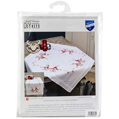Image of Vervaco Table Runner Kit Christmas Gnomes, Cotton, Multi Color, 40 x 100 0,3 cm