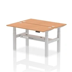 Image of Air B2B 1400x600mm Height Adjustable 2P Bench Desk CP Oak/Silver