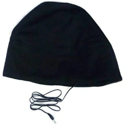 Image of HomeZone Cotton Beanie Hat with Headphones Warm and Comfortable Black Built in Earbuds Earplugs Earphones Running High Performance Sound for Men, Women, Boys Girls