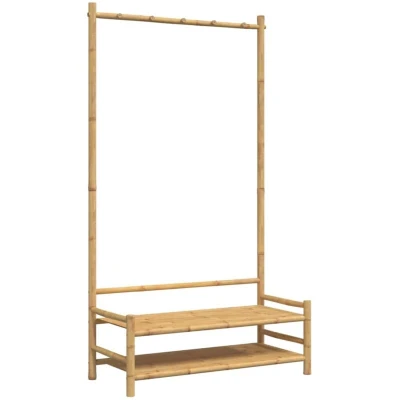 Image of vidaXL Clothes Rack with Shelves 103x40x183 cm Bamboo
