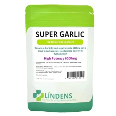 Image of Super Strength Garlic 6000mg Double Pack 240 Capsules Odourless, Oil softgels