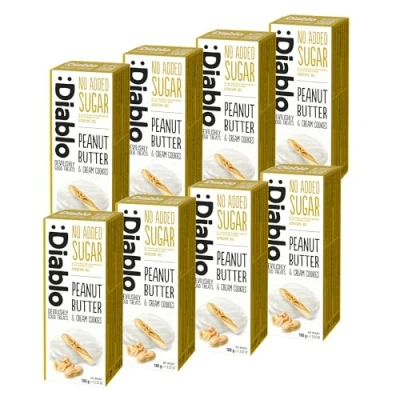 Image of Diablo No Added Sugar Peanut Butter and Cream Cookies 100g (Pack Of 8)
