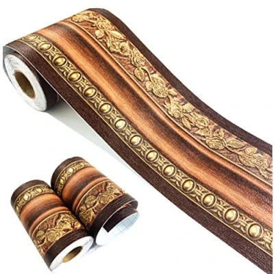 Image of Mesoar Elegant 3D Dark Brown Wallpaper Border Wall Peel Stick Molding Home Ceiling Sticker for Bathroom Living Room Kitchen 10cm by 16.4ft