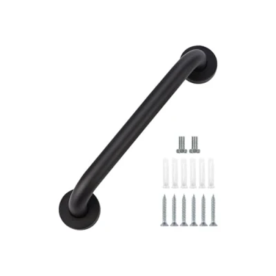 Image of YF Shower Grab Rail, 30 cm Stainless Steel Bathroom Bar, Black Anti Slip Bar Bath Handle Hand Rail Support Toilet Aid Balance
