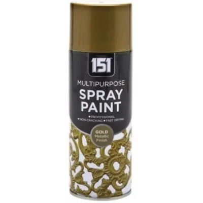 Image of AlezyB 1 x Metallic Gold Multi Purpose Spray Paint 400ml Excellent Coverage, Quick &amp; Fast Drying for interior exterior Multipurpose Metal Plastic Wood Glass.
