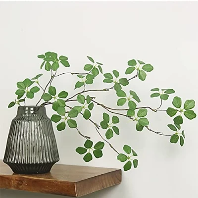 Image of Lonsy 3 Pack Artificial Greenery Stems 90cm Plant Green Leaf Branches Faux Ficus Twig for Vase Filler Home Office Party Wedding Decor