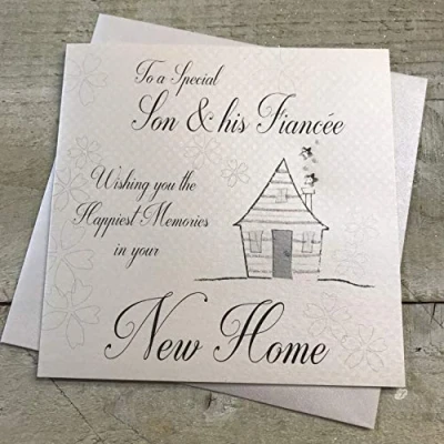 Image of White Cotton Cards Handmade New Home Card, Son and His Fiancée Code Ss252 Sf, 16 x cm