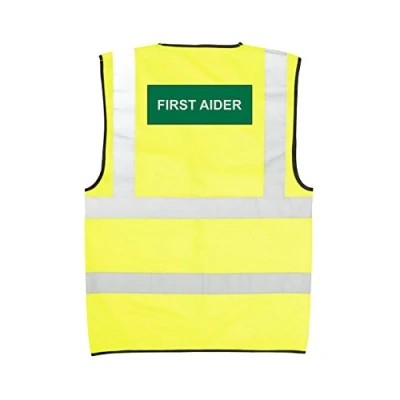 Image of First Aider High Visability Waistcoat Hi Viz Vest Safety XL Yellow