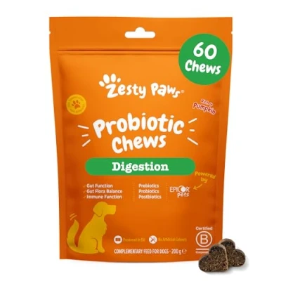 Image of Zesty Paws Probiotics for Dogs Supports Gut &amp; Digestive Health Probiotic Supplements Care Treats Dog 60 Pcs