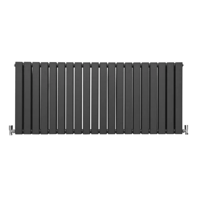 Image of Designer Radiators 60 x 140cm Flat Panel Modern Central Heating Anthracite Grey Horizontal Column Double Wall Mounted Slimline Kitchen Living Room Bathroom Commercial Cleaning Brush &amp; Fixing Kit