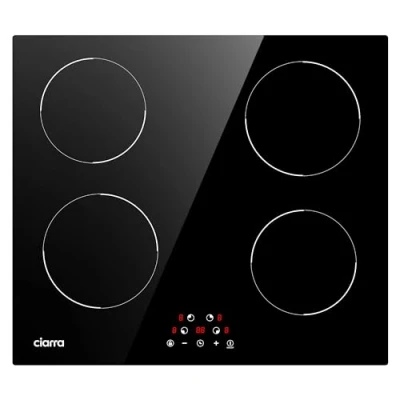 Image of CIARRA CABBIH4 D Built in Induction Hob 4 Zones Touch Control Ceramic Glass Plate 9 Power Levels Fast Heating Child Safety Lock Black