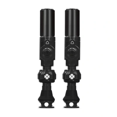 Image of Muc Off Big Bore Hybrid Tubeless Valves, Black 35mm Precision Engineered Dust Caps for Bikes with Revolutionary Airflow Technology Schrader Valve MTB/Road/Gravel