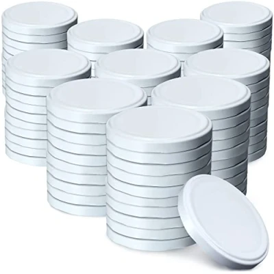 Image of KADAX Jar Lids Ø 82 mm, Secure Metal with Six Threads, Seals Replacement, Twist Off Closure for Pickling and Preserving (White, Set of 100)