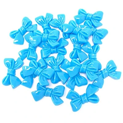 Image of Wedding Touches 20x Blue 25mm Resin Bow Shabby Chic Flatbacks Craft Cardmaking Embellishments