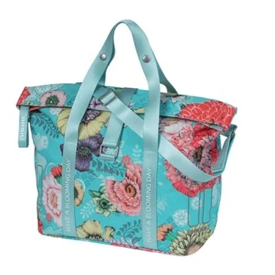 Image of Basil 18166 Bicycle Handbag Bloom Field Sky Blue 8 11 litres Recycled PET Polyester