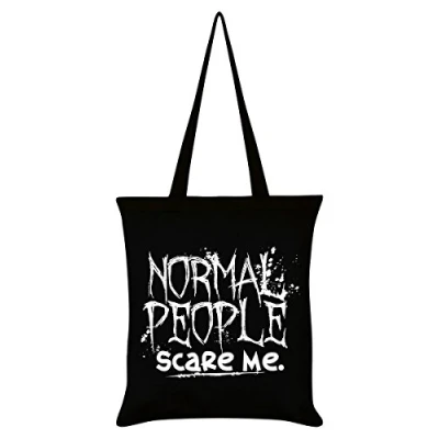 Image of Grindstore Normal People Scare Me Tote Bag Black 38 x 42cm