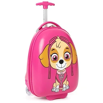 Image of Paw Patrol Skye Kids Suitcase Pink Small Cabin Bag for Girls Carry On Trolley with Extendable Handle Helicopter Rescue Pup Cartoon Hard Cover Holiday Case Fun Travel Gift Children