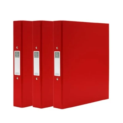Image of Exacompta A4 Ring Binder, 30mm Spine, 2 Ring, Document Folder, Assorted, Pack of 3 in Red, Stationery Folders for Filing Paperwork and Organisation 226/0008Z