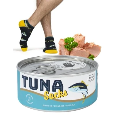 Image of soxo Angler Socks Men Funny Women Gifts Mens Cotton Sock Funky Ladies Gift Men&#039;s Presents Fish 6.5 10.5 Tuna