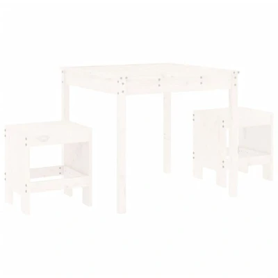 Image of 3 Piece Garden Bistro Set White Solid Wood Pine Vidaxl