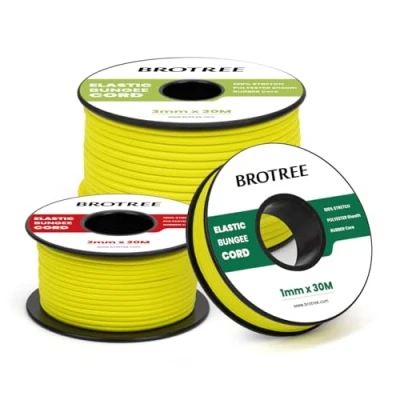 Image of Brotree Elastic Cord Bungee 3mm x 20m Rope String Thread Heavy Stretch for DIY, Crafts, Sewing, Beading, Jewellery, Necklace, Bracelet, Tent Poles and Backpack Fluorescent Yellow