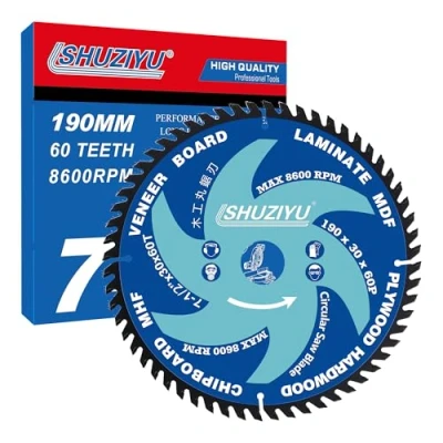 Image of LSHUZIYU. 190mm 60T, Centre hole 30mm with 25.4 22.23 20 15.88mm Washer. Wood Working Circular Saw Blade. Mitre Blade, Table Blade