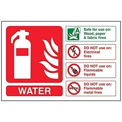 Image of V Safety Water Id Fire Extinguisher Sign 150mm x 100mm 1mm Rigid Plastic
