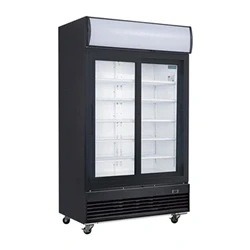 Image of Polar G Series Upright Sliding Door Display Cooler Lightbox 950L Black