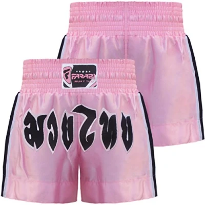 Image of Farabi Sports Muay Thai Boxing Shorts Pink (Pink, M)