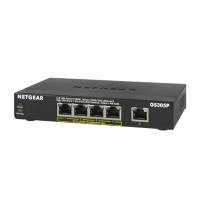 Image of NETGEAR PoE Switch 5 Port Gigabit Ethernet Plus Network (GS305P) with 4 x PoE+ @ 63W Desktop or Wall Mount