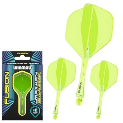 Image of WINMAU Fusion Fluoro Yellow Short Intergrated Dart Flight and Shaft System 1 set per pack (3 flights shafts in total)