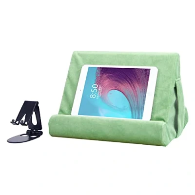 Image of Tablet Stand Multi Angle Pad Lazy Holder Soft Cushion With Net Pocket &amp; Black Phone For Lap, Knee, Sofa and Bed Universal Stands(Green)