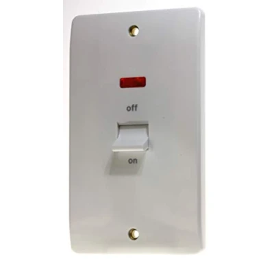 Image of Mk K5215WHI 45A 2 Gang Double Pole Switch and Neon
