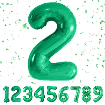 Image of Number Balloons 2,Green 2 for Birhtday Party Decoration,40 Inch Giant Helium Foil Boys Girls 2th Birthday Decor Anniversary Decorations Supplies