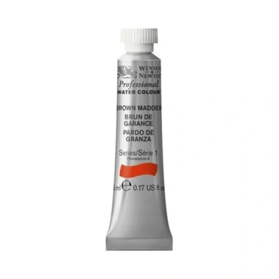 Image of Winsor &amp; Newton Professional Watercolour Paint, Artist Quality, Finest Pigments, Brown Madder, 5ml Tube