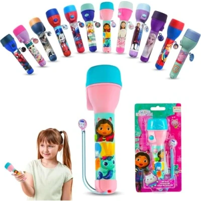 Image of SRV Hub Gabby&#039;s Dollhouse Non Slip Big Torch, 16cm Flashlight for Kids Gift 3+ Years, Light Pink Water Resistant Night Camping Hiking Outdoor Energy Saving