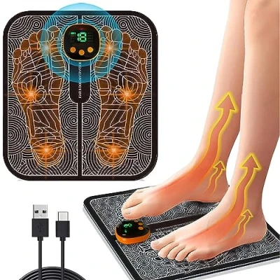 Image of EMS Foot Massager,Electronic Muscle Stimulatior Massage Mat,8 Modes 18 Intensities Relax Muscles,Folding Portable Feet Machine