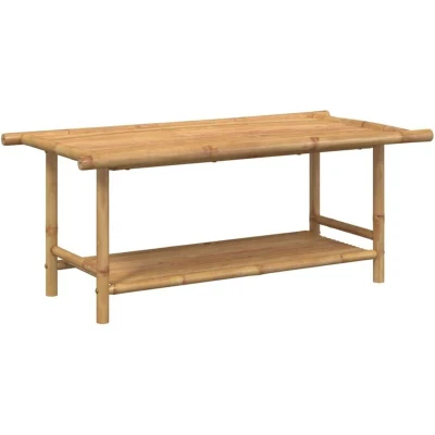 Image of vidaXL Bamboo Coffee Table Rectangular Brown Center Accent Side Console for Living Room, Balcony, Porch 110 x 55 45 cm