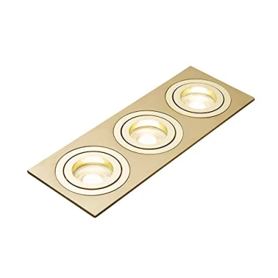 Image of LITECRAFT Evra Recessed Downlight Rectangular Tiltable Triple Spotlight Brass