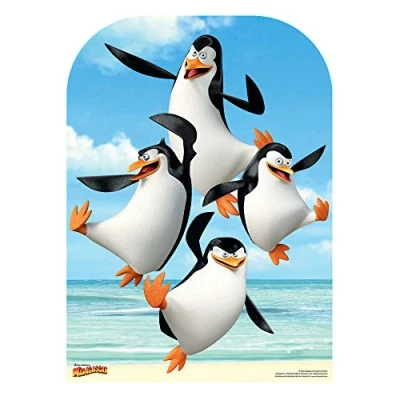 Image of STAR CUTOUTS Madagascar Penguins Stand in SC1223 Cardboard Cutout Animal Party Decorations Birthday Supplies, Solid, Regular