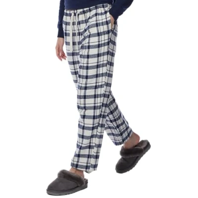 Image of CREW CLOTHING Women&#039;s Lounge Bottoms, Navy &amp; White Checked (12)