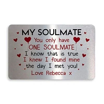 Image of Red Ocean Personalised Metal Wallet Card Gift for Valentines Day or Anniversary Novelty Gifts Him Boyfriend Girlfriend
